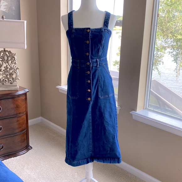 J. Crew Dresses J Crew Denim Dressmidi With Crossback Straps And